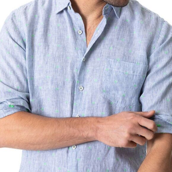 RODD & GUNN Sports Fit Linen Winchmore Long Sleeve Button Down Dress Shirt Mens